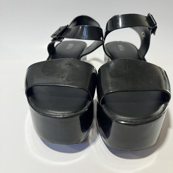 Melissa Women’s Mar Platform Sandals 7 Black Ankle Strap Buckle Retro 70’s Y2K - Picture 3 of 16